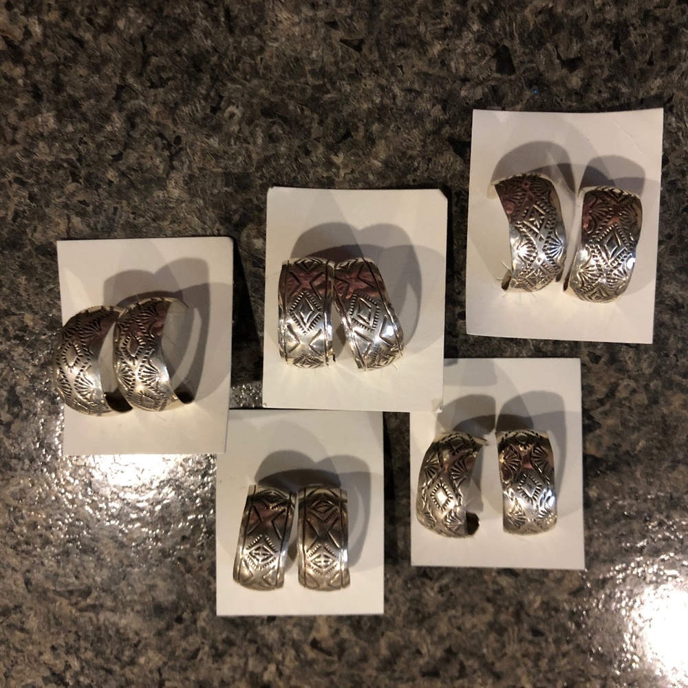 Navajo Native American Sterling Silver Earrings